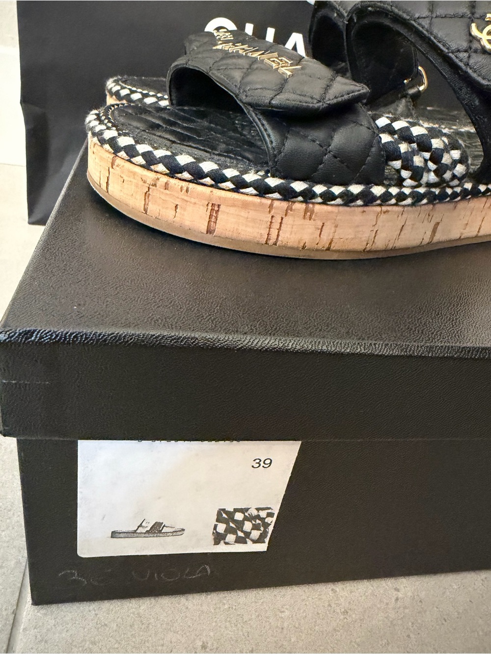Chanel Black rope quilted slide sandals - Picture 8 of 8